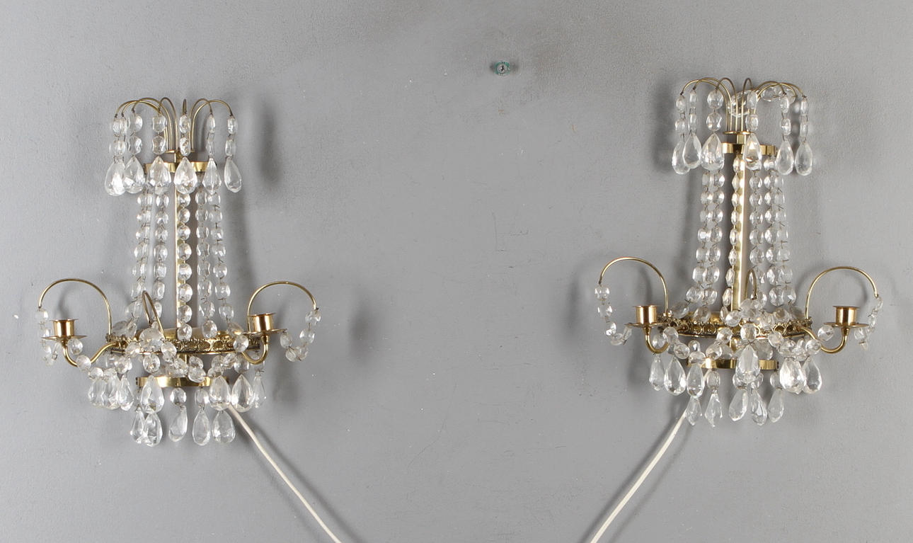VÄGGLAMPETTER 1 par, gustaviansk stil, 1900-tal.