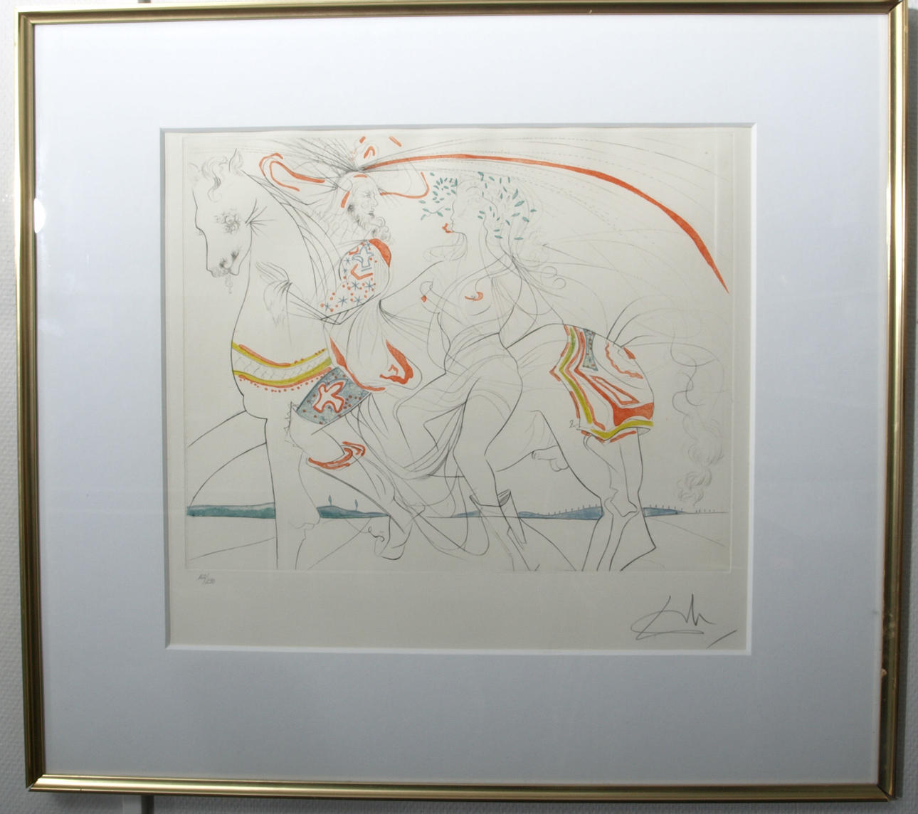 SALVADOR DALÍ. Torrnålsgravyr, kolorerad med akvatint, "Diane de Poitiers", numrerad 162/250, signerad.