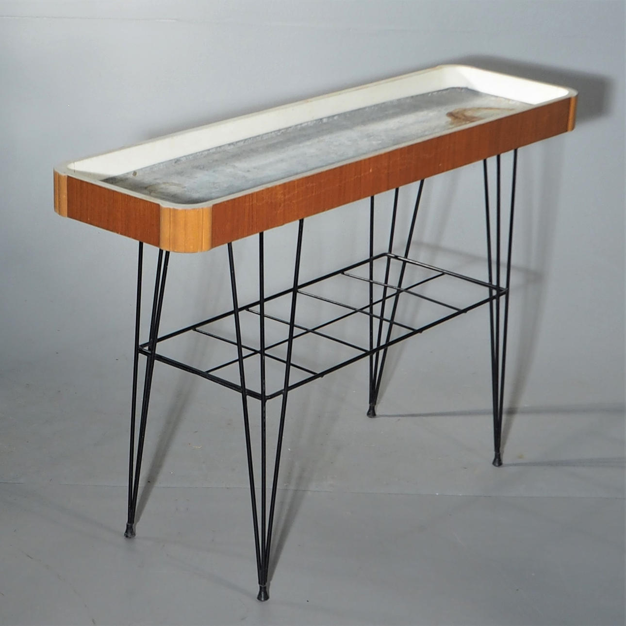 FLOWER TABLE, 1950s, teak, string model.