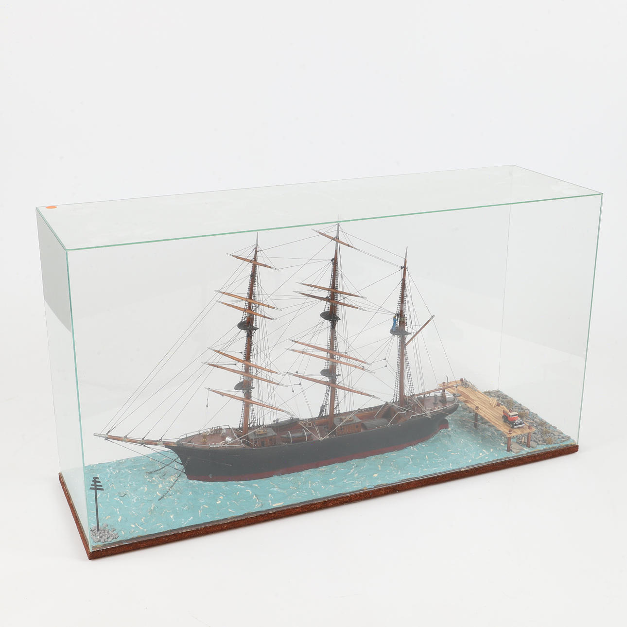 SHIP MODEL ASSEMBLY, wood/textile/plaster, 1900s.