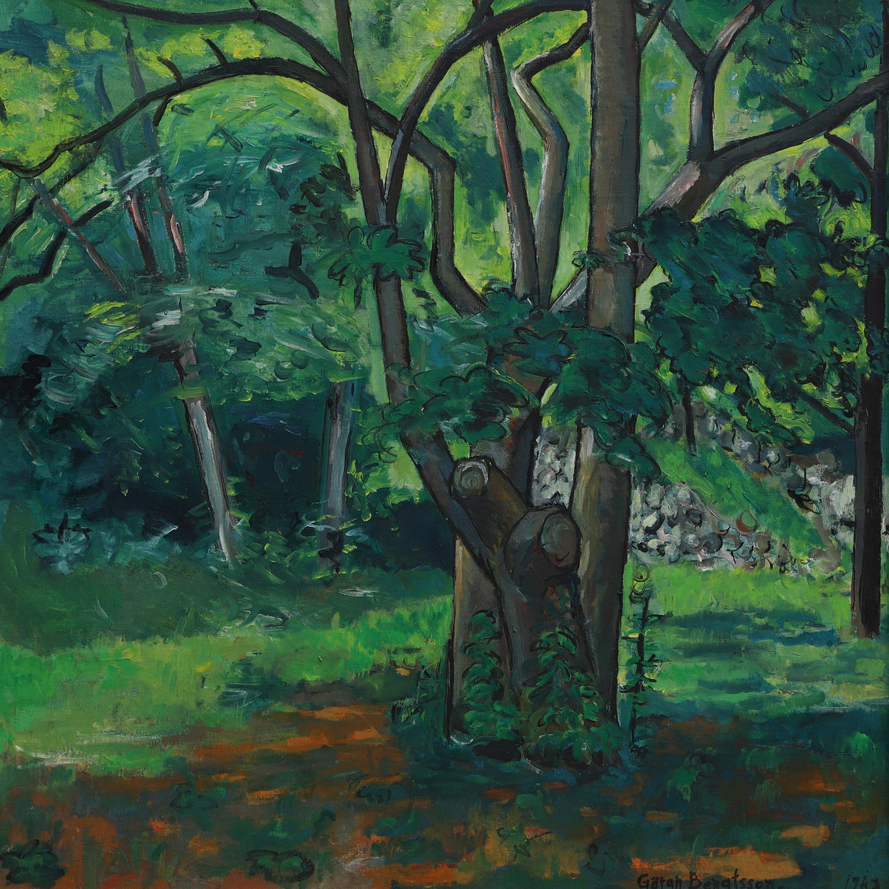 GÖRAN BENGTSSON. Oil on canvas, "A big tree", signed, dated 1967.