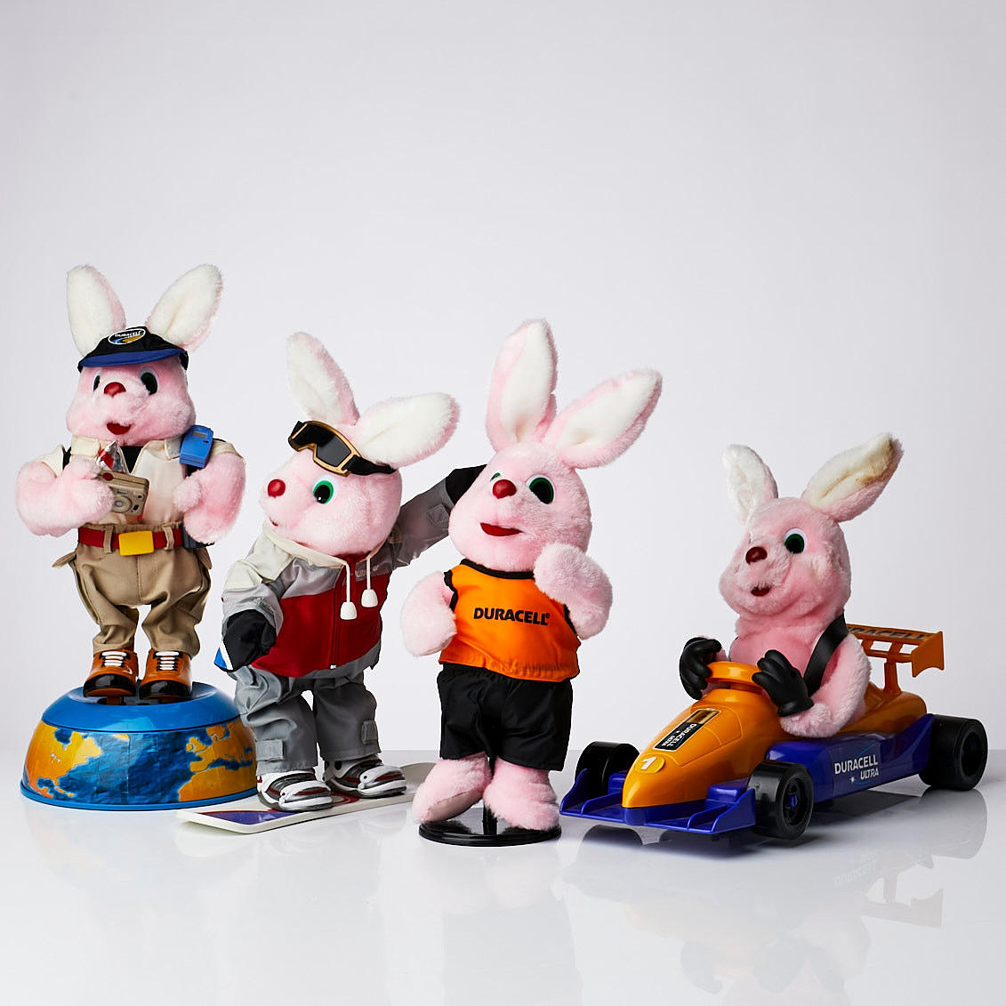 DURACELL RABBITS, 4 pcs, The hiking rabbit, the snowboarding rabbit ...