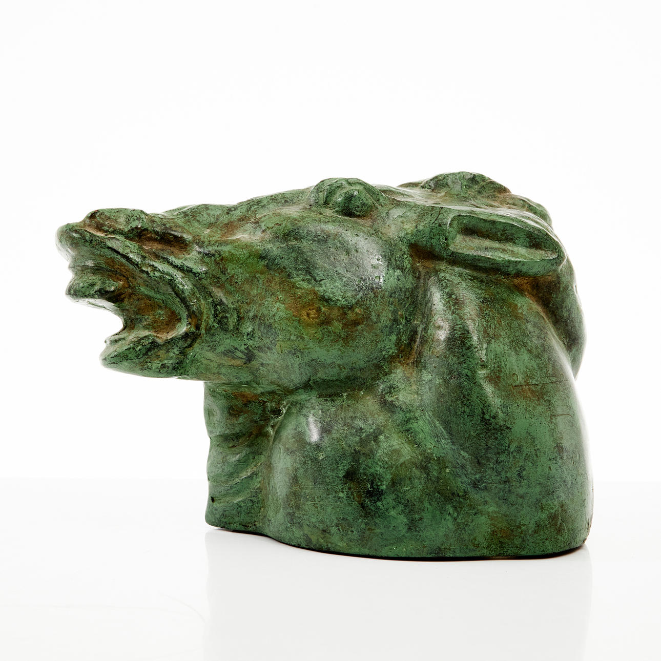 CARL MILLES. EFTER. Hästhuvud, patinerad brons.