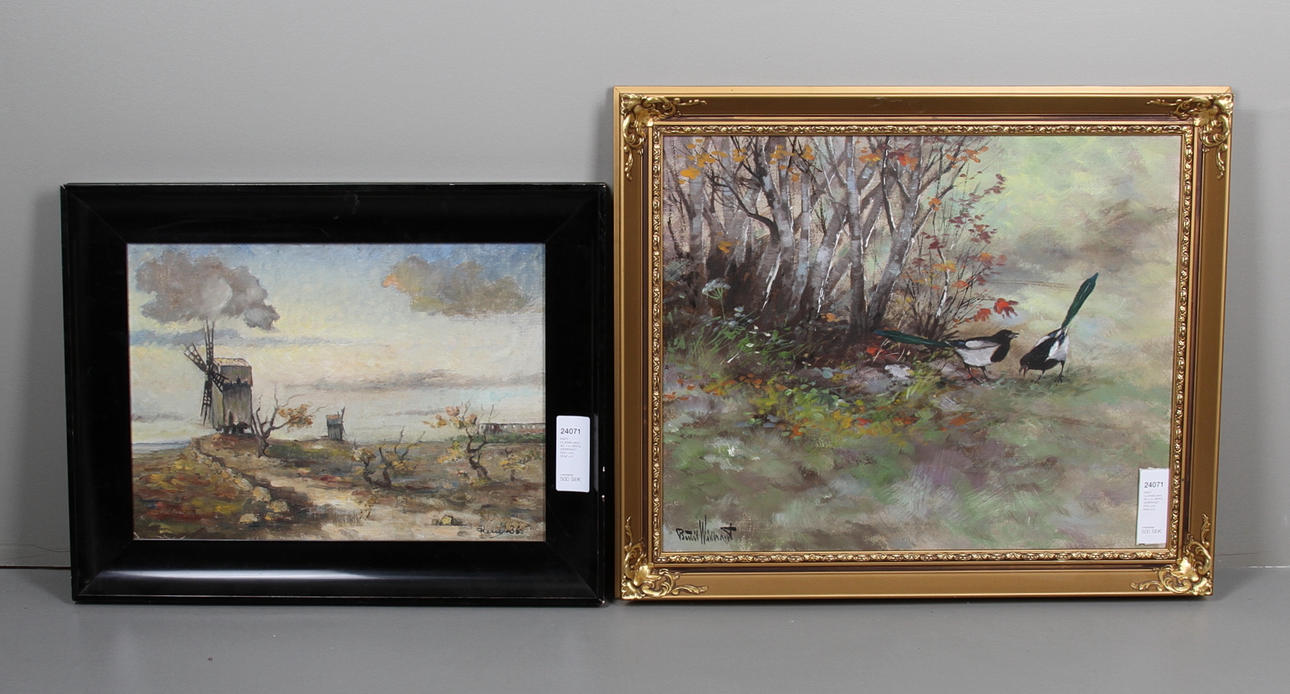 PARTI OLJEMÅLNINGAR, 4 st, BERTIL WIDBRANDT, ERIC LOO, RENÉ m.fl.