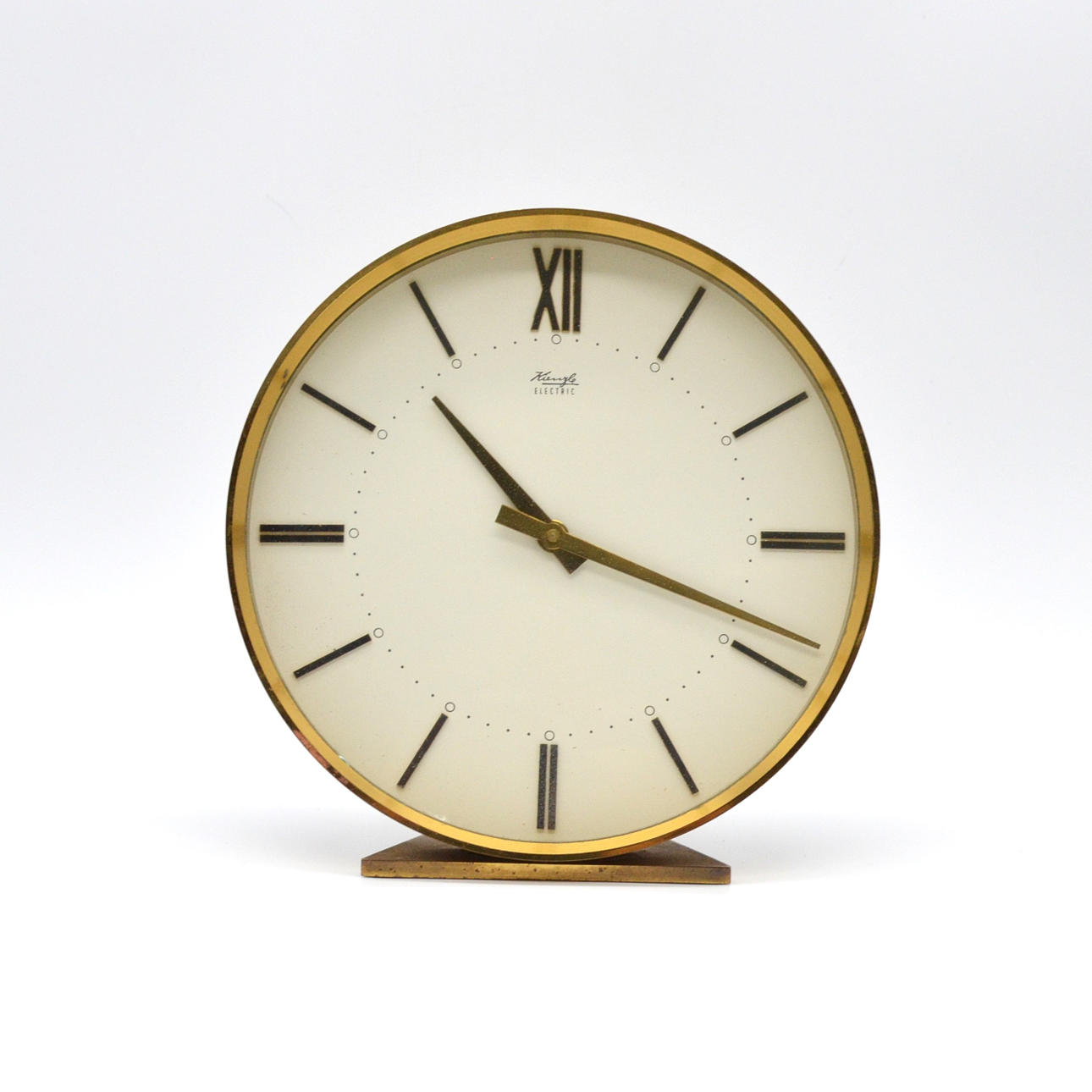 KIENZLE ELECTRIC AROUND 1960-1970, BRASS TABLE CLOCK.