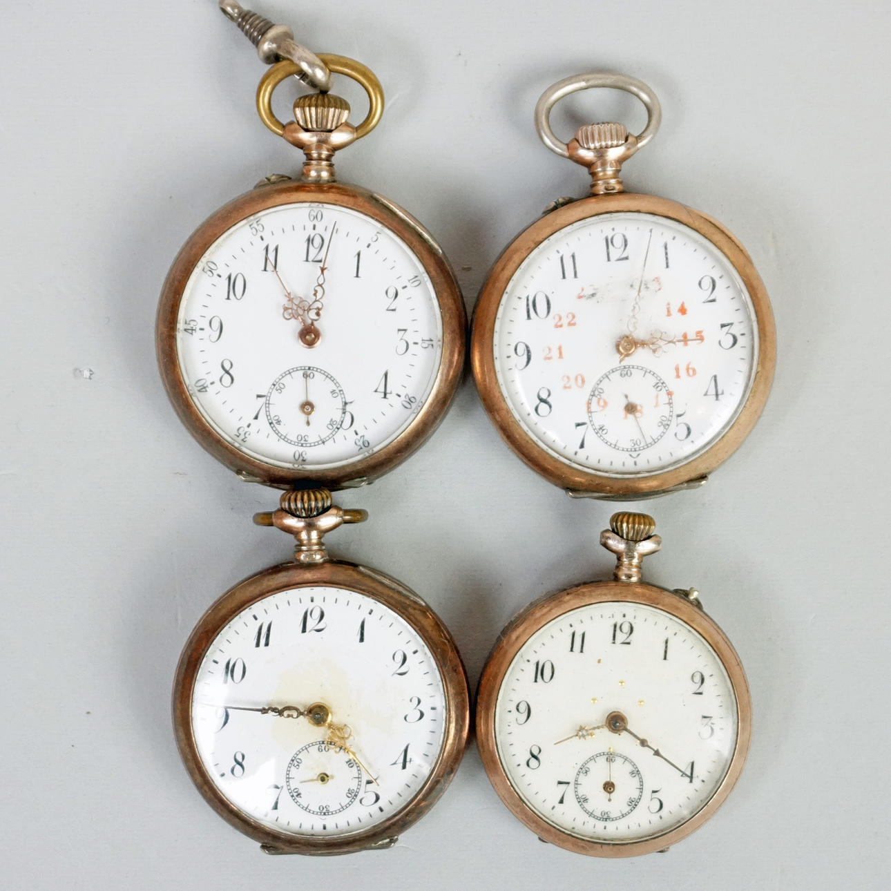 TASCHENUHR, Damen, 4 Stück, Silber.