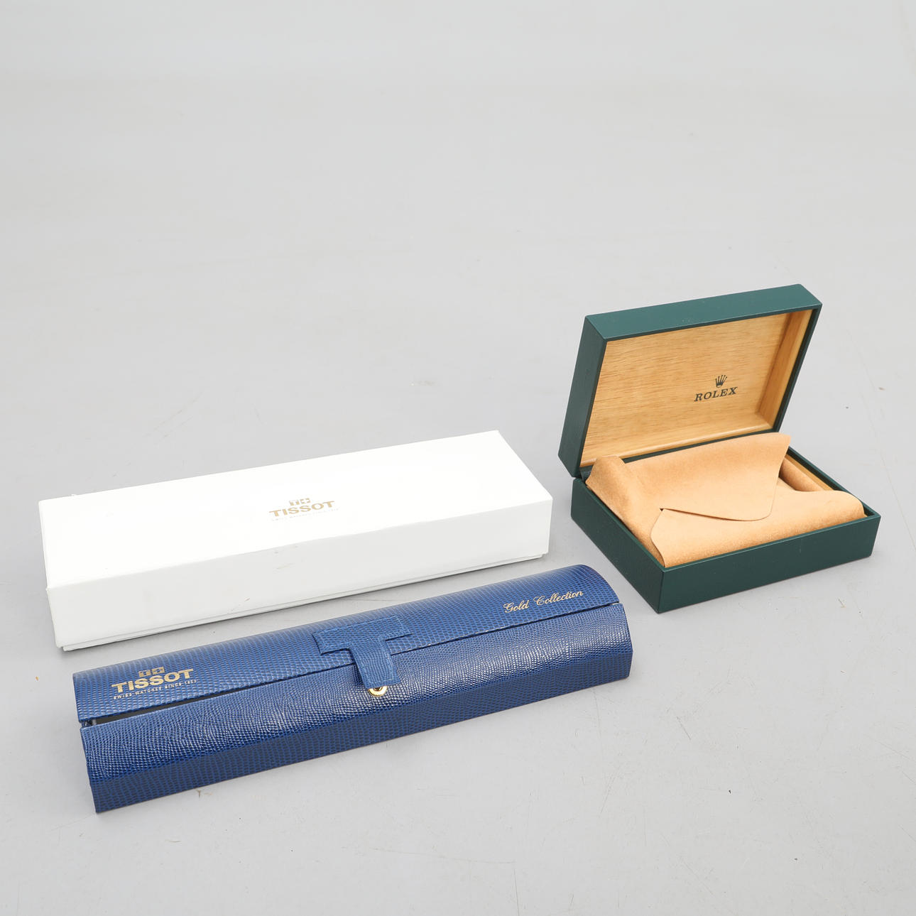 KELLOKOTELOT, 2 kpl, Rolex ja Tissot.