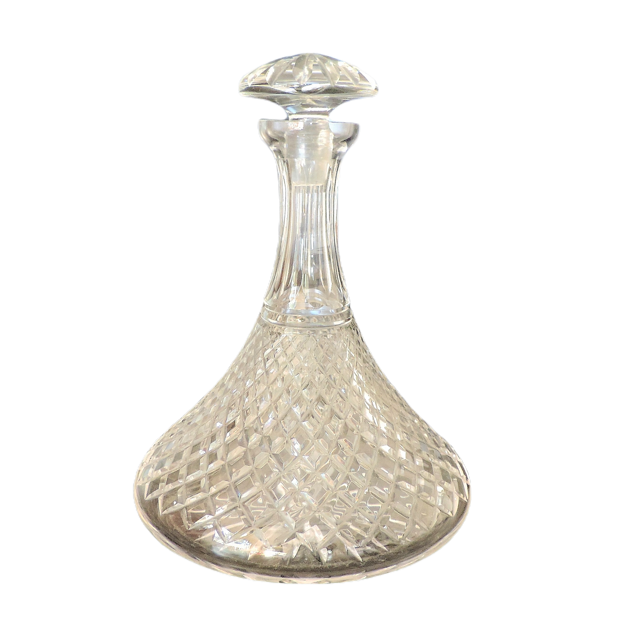 VINTAGE CUT CRYSTAL SHIPS DECANTER.