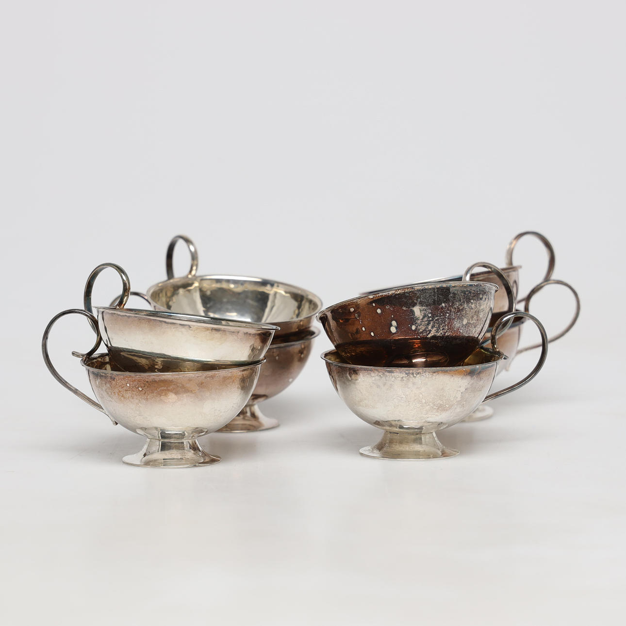 PUNCH CUPS, 8 pcs, silver, weight 270 grams.