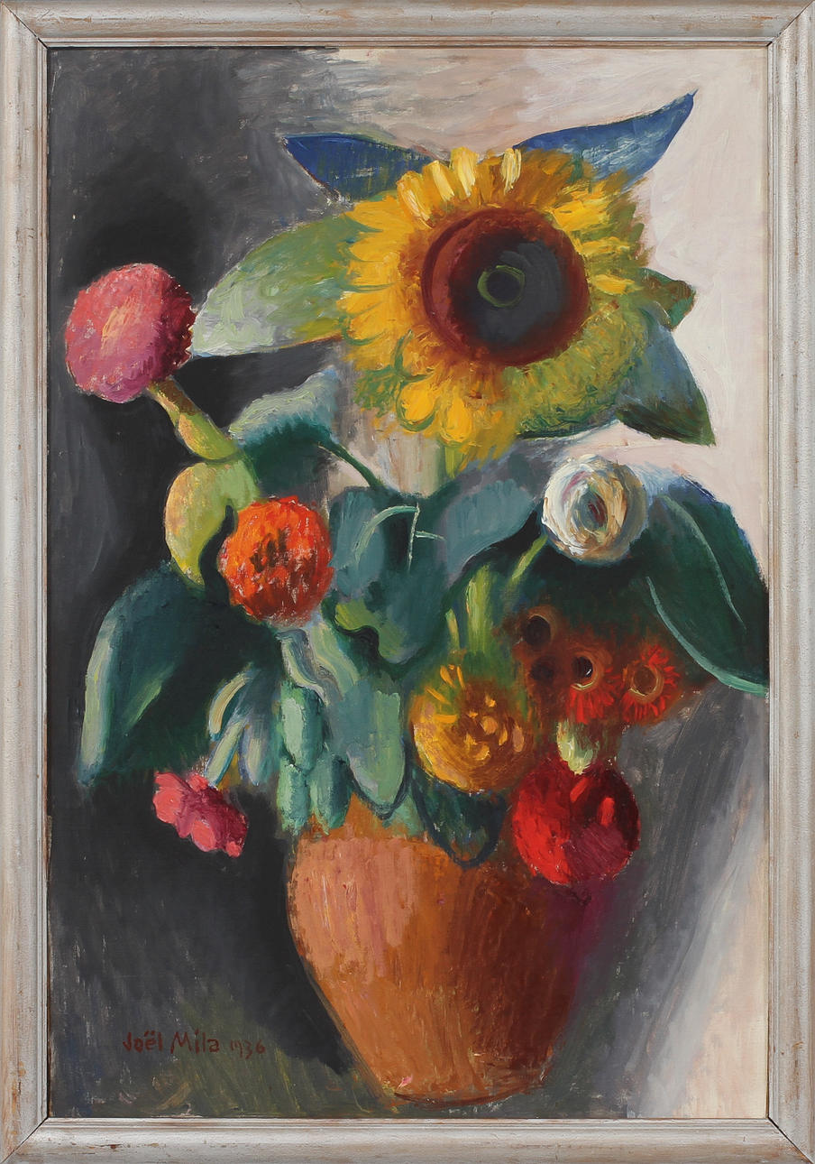 JOËL MILA. Blomsterstilleben. Olja på duk, signerad och daterad 1936.