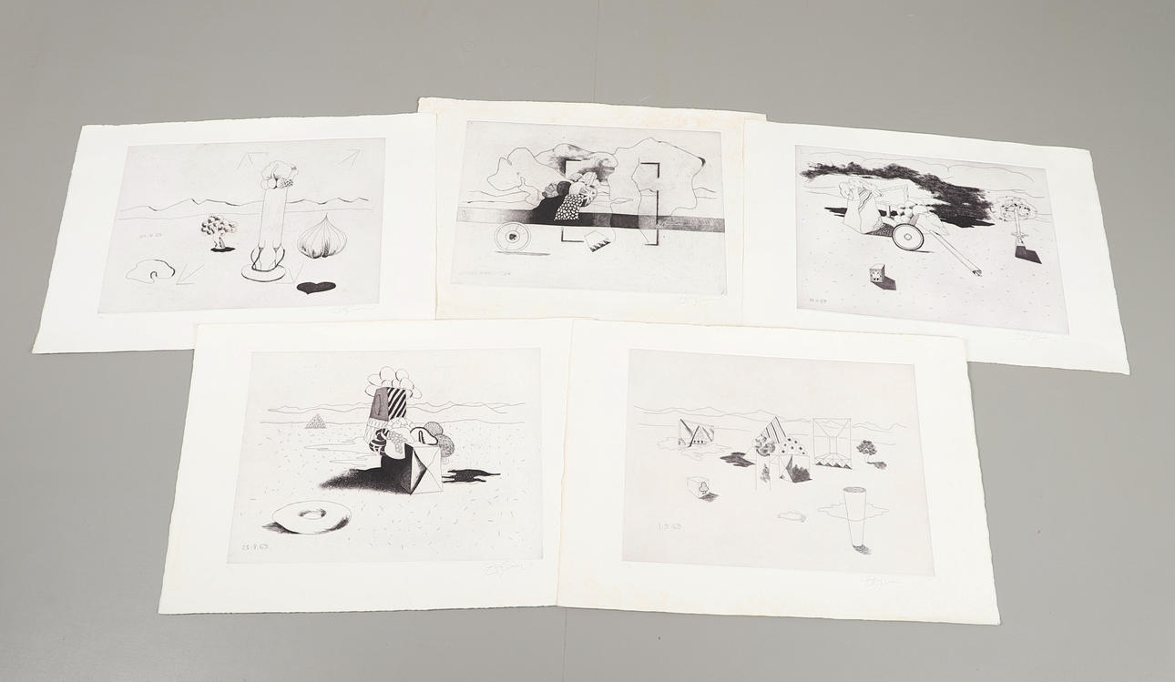 ANTHONY BENJAMIN (1931-2002). A FOLIO OF FIVE ETCHINGS.