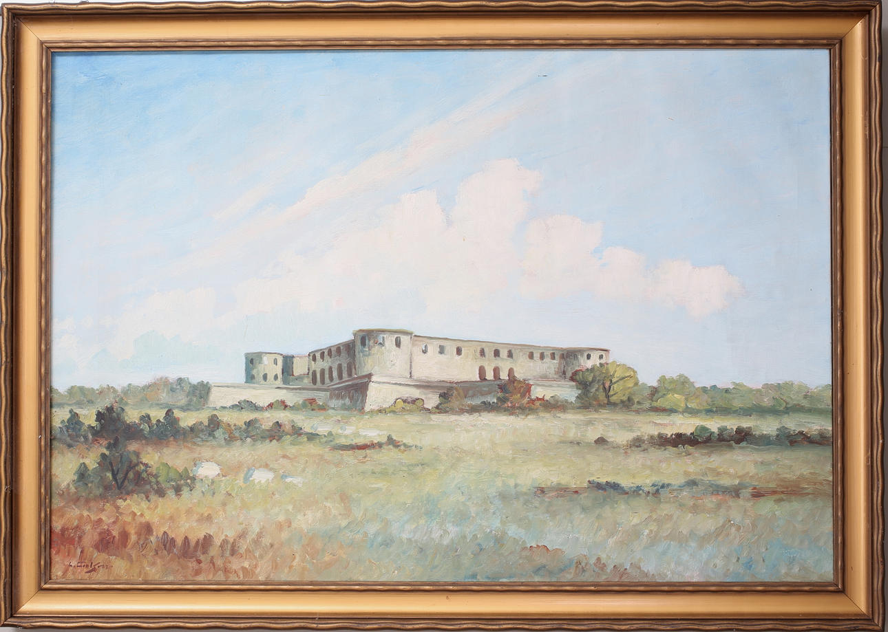 LAGE CARLSSON. Borgholms slottsruin, olja på duk, signerad.