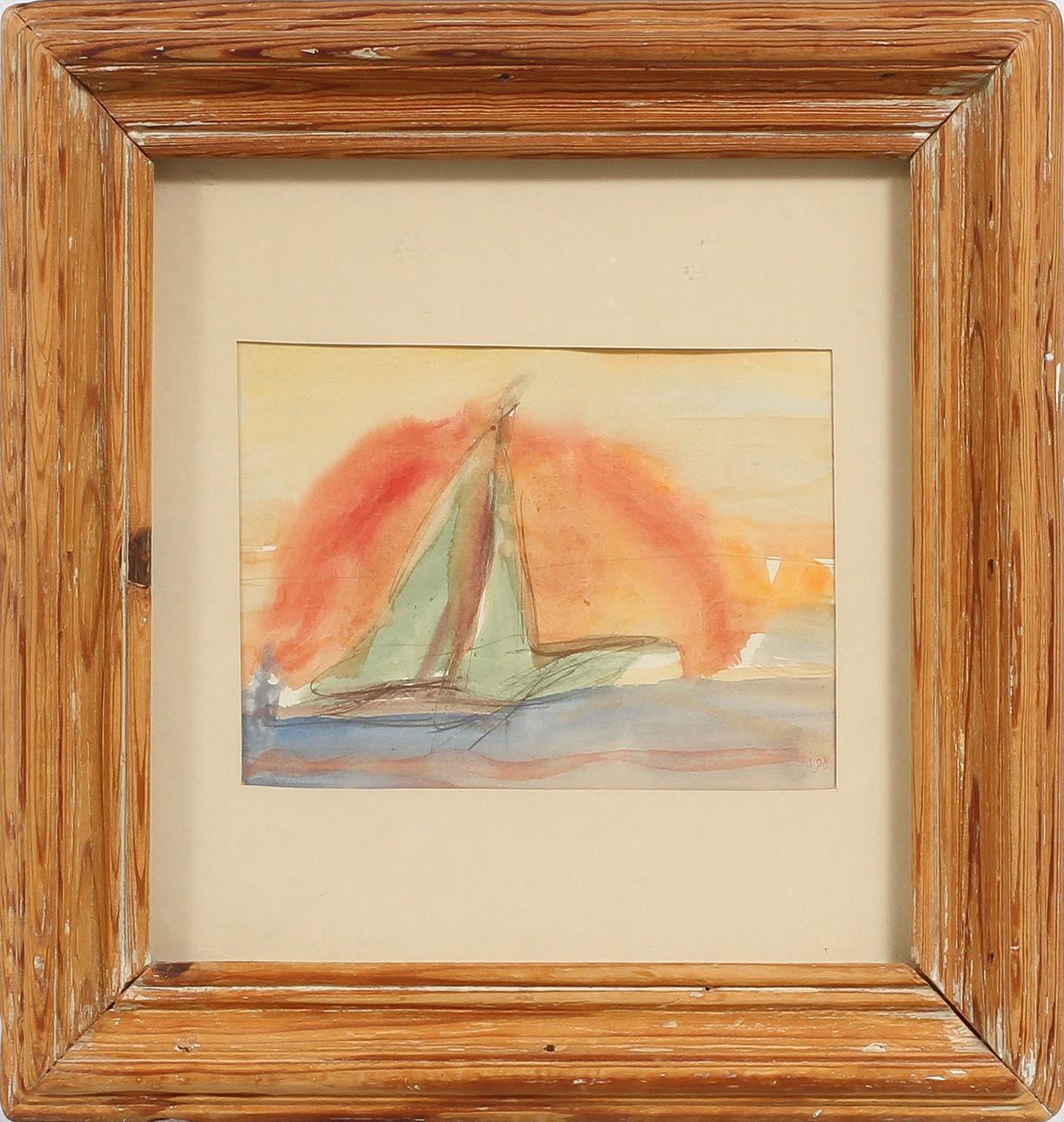 IAN RUSTH. Båt i skymningsljus, akvarell, sign.