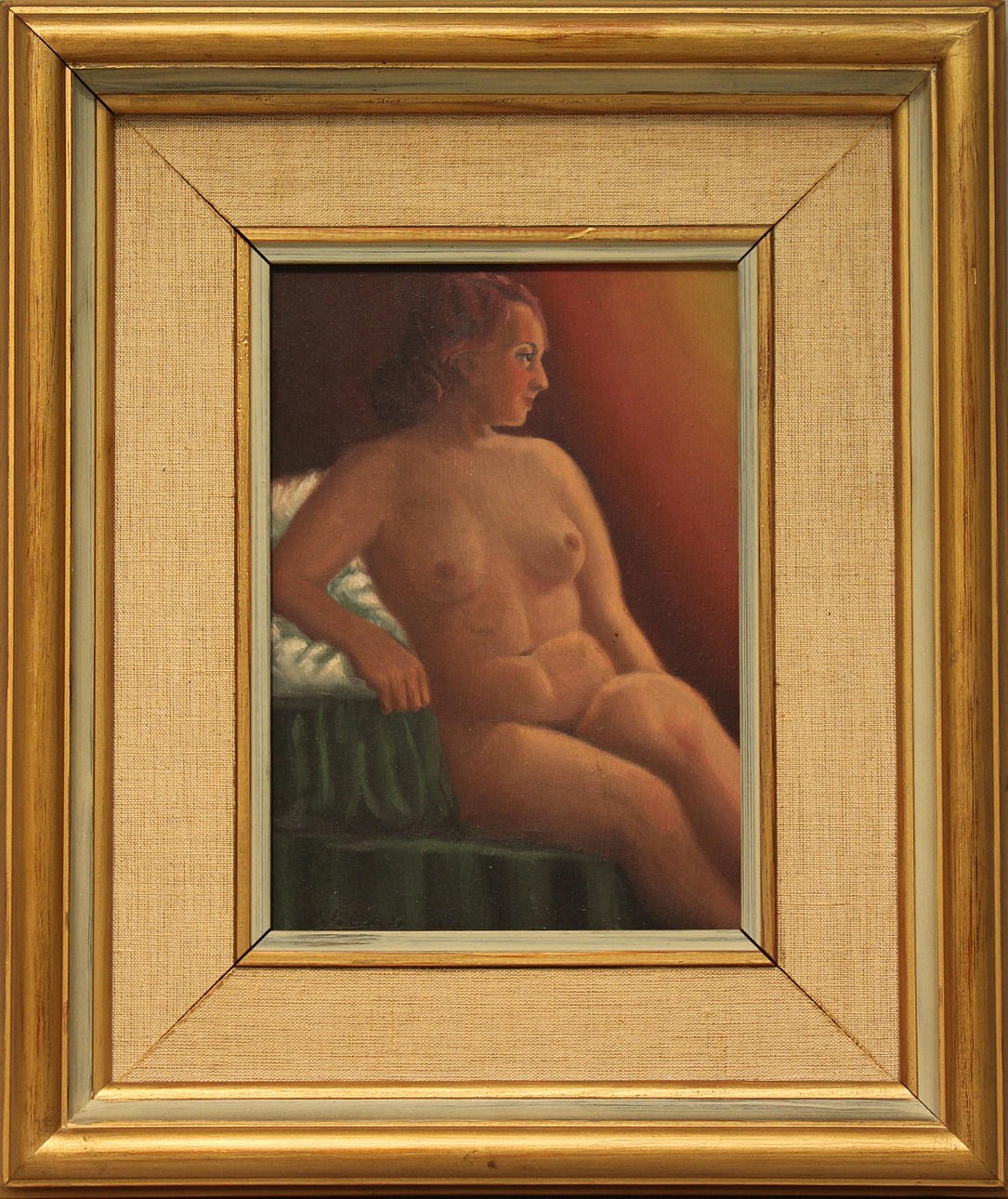 NAPPE LEON. "I pose". Olja på pannå. Signerad N Leon.