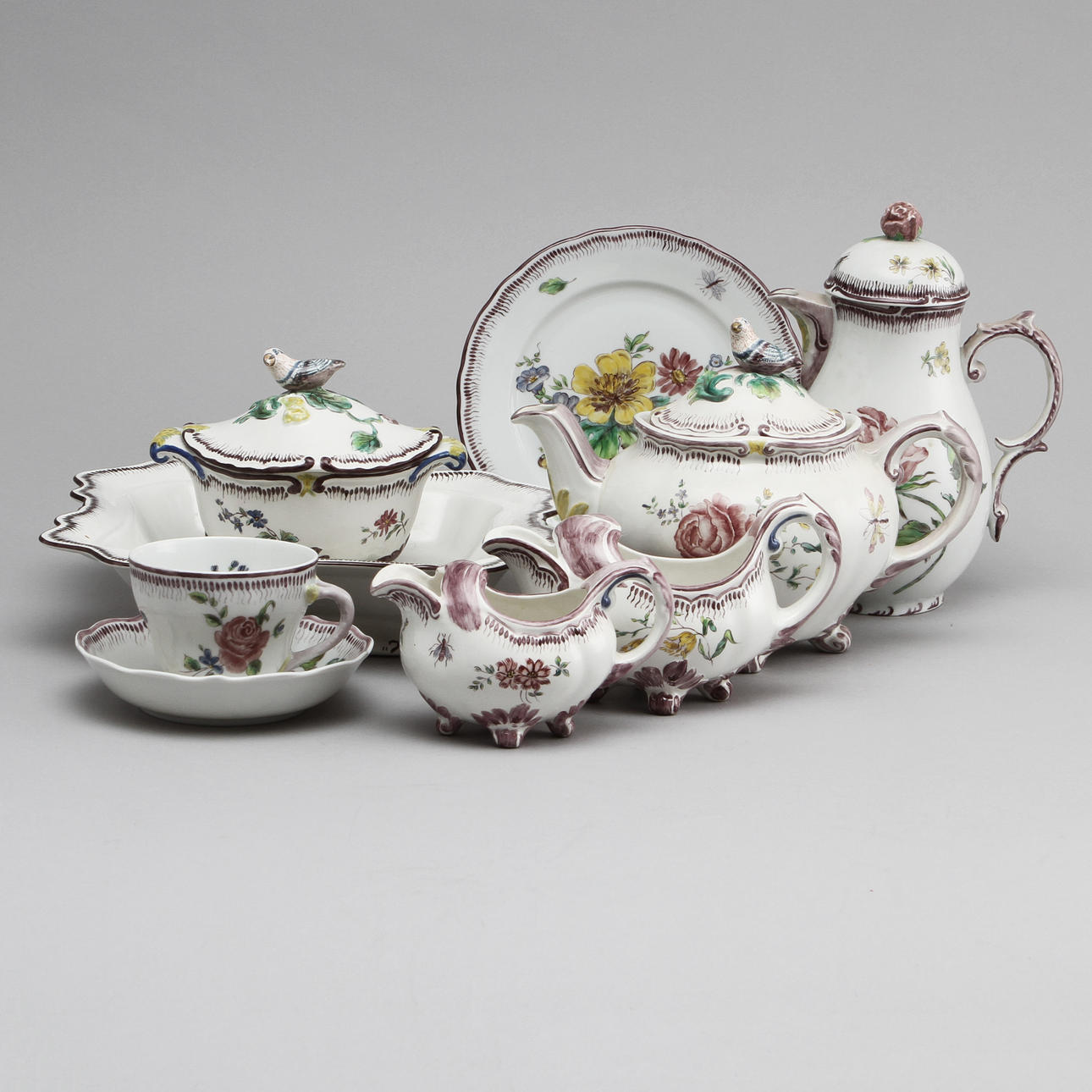 SERVIS, 19 delar, porslin, Bavaria, rokokstil.