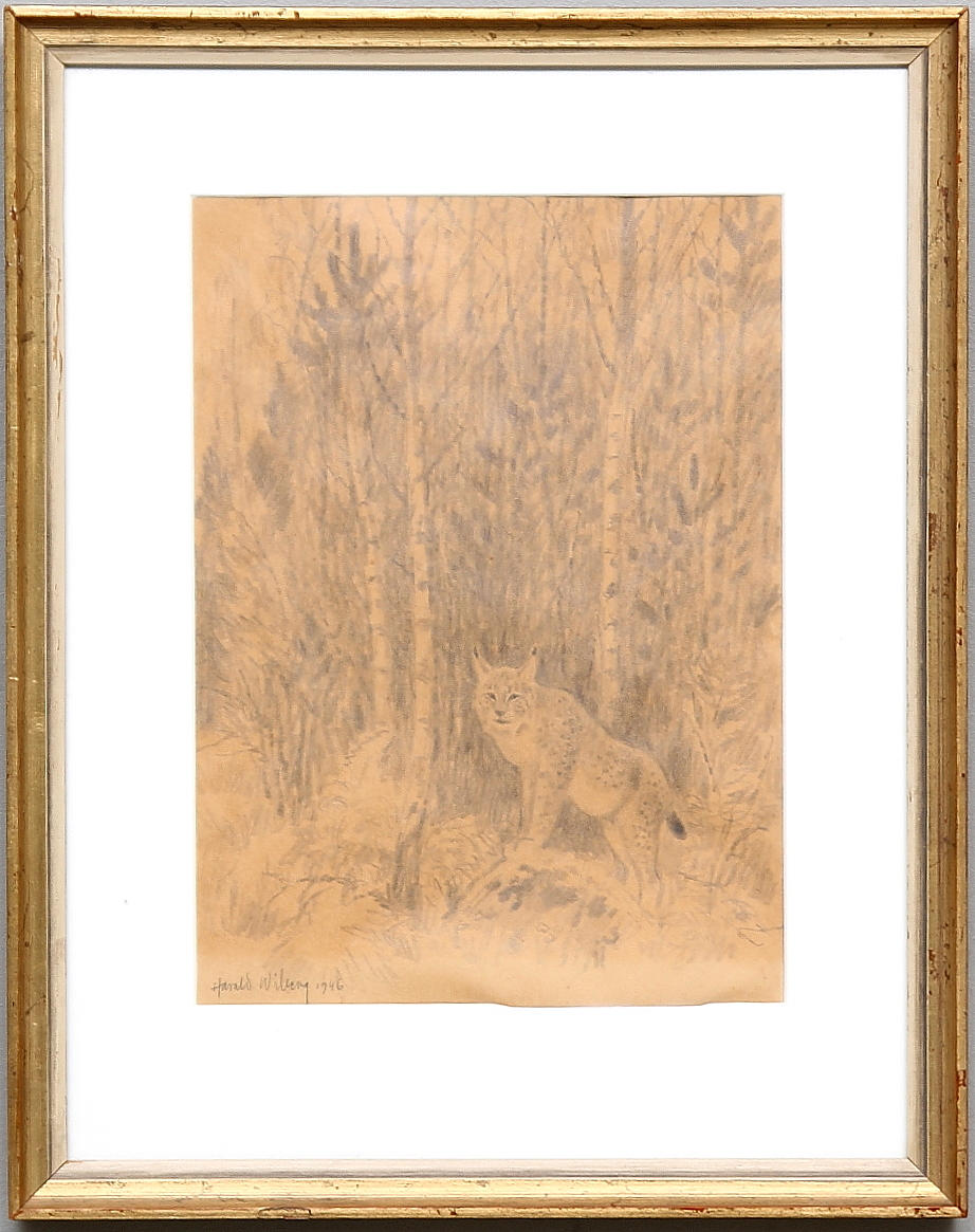 HARALD WIBERG. Teckning, signerad, daterad 1946.