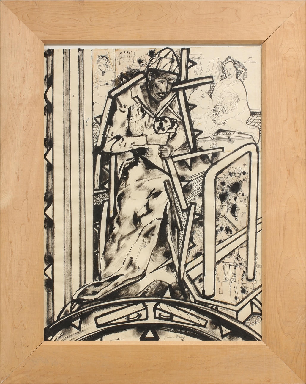 FRANCO LEIDI. Figurkomposition, blandteknik, sign.