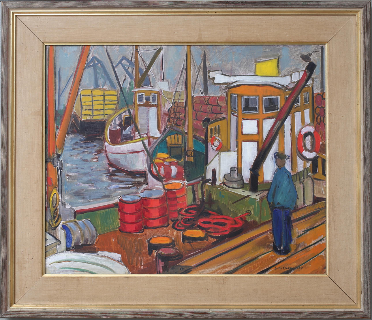 ANN-MARIE EKBOM. Göteborgshamn, olja på duk, signerad och daterad -57.