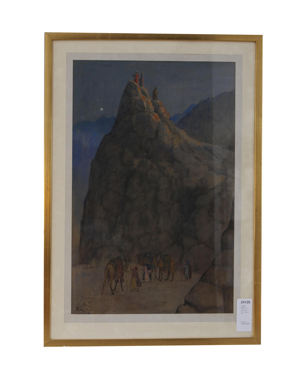 JAMES T BARKER. Akvarell. " The rising of the star", signerad-1918.