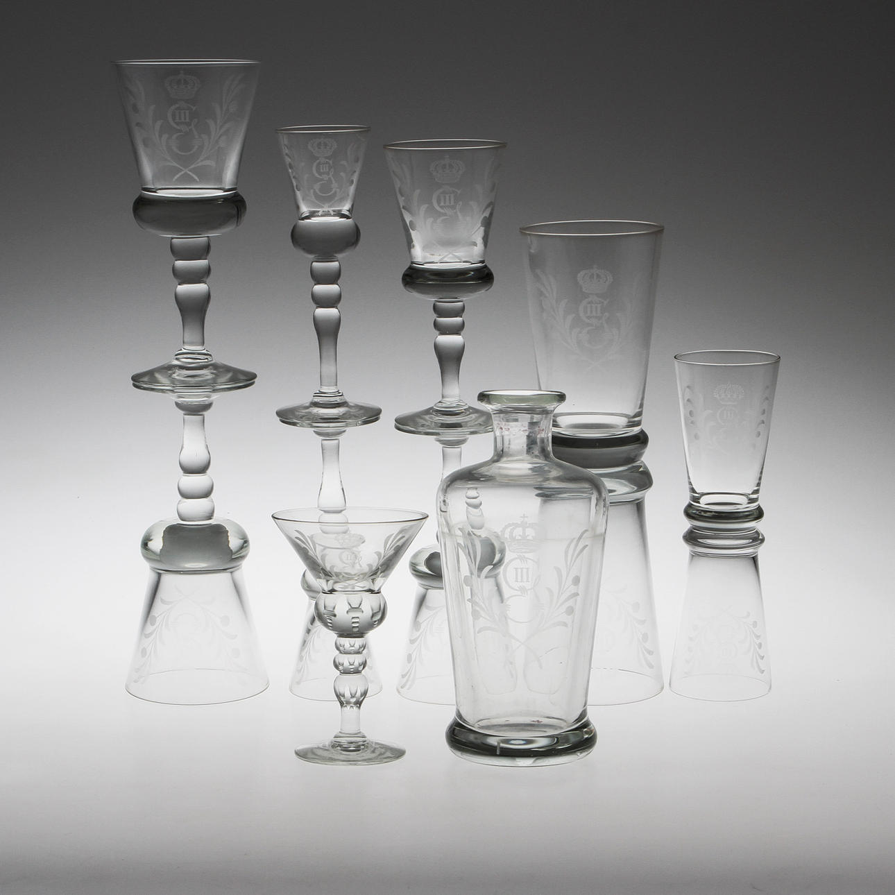 GLASSERVIS, 45 delar, "Gustav III", Reijmyre.