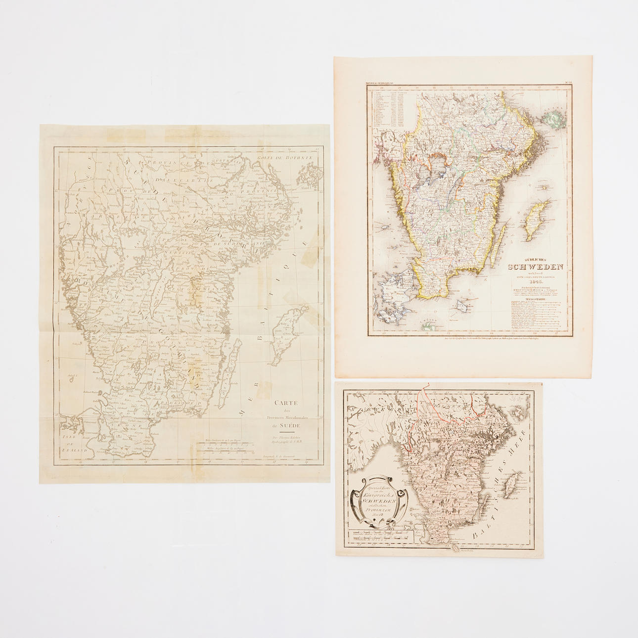 KARTEN VON SÜDSCHWEDEN, 3 kleinere.
