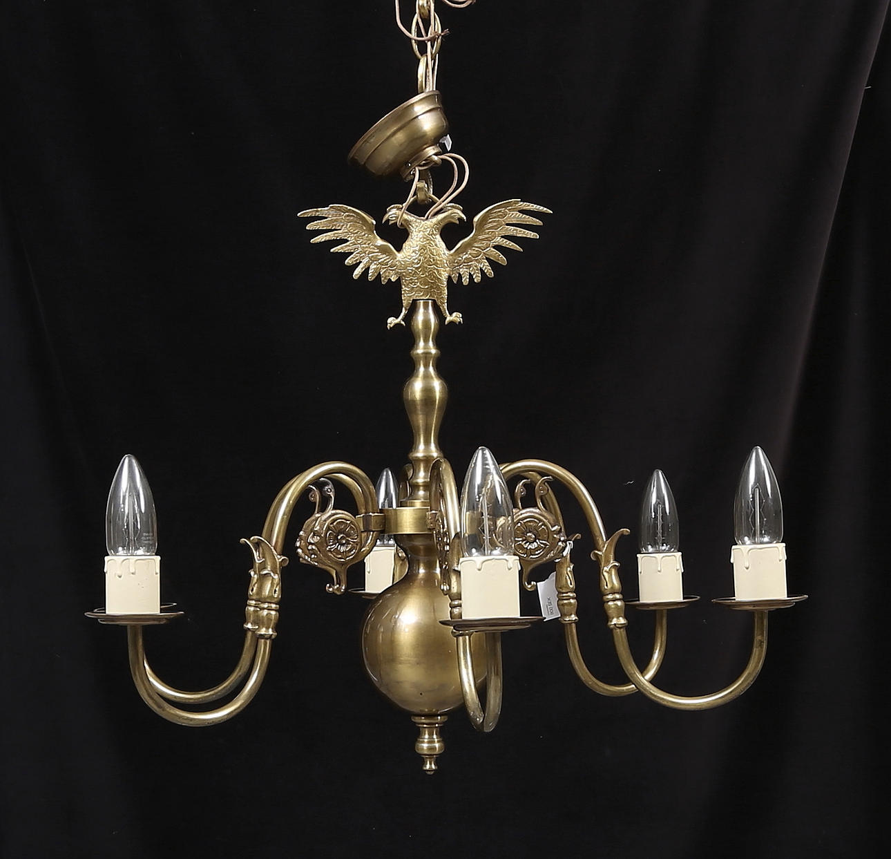 TAKLAMPA, malm, barockstil, 1900-tal, total höjd ca. 83 cm.