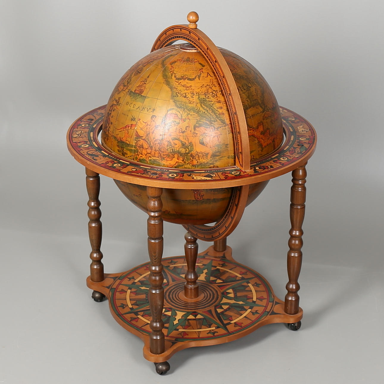 BARSKÅP i form av jordglob, 1900-talets slut.