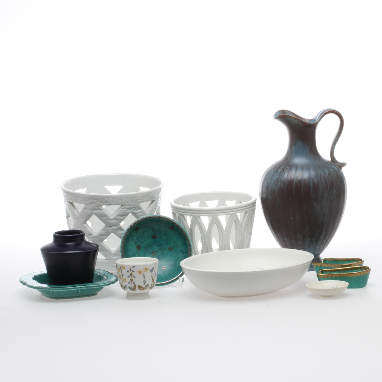 PARTI KERAMIK 11 delar, Rörstrand, Tobo, Gustavsberg sam Arabia, 1900-tal.