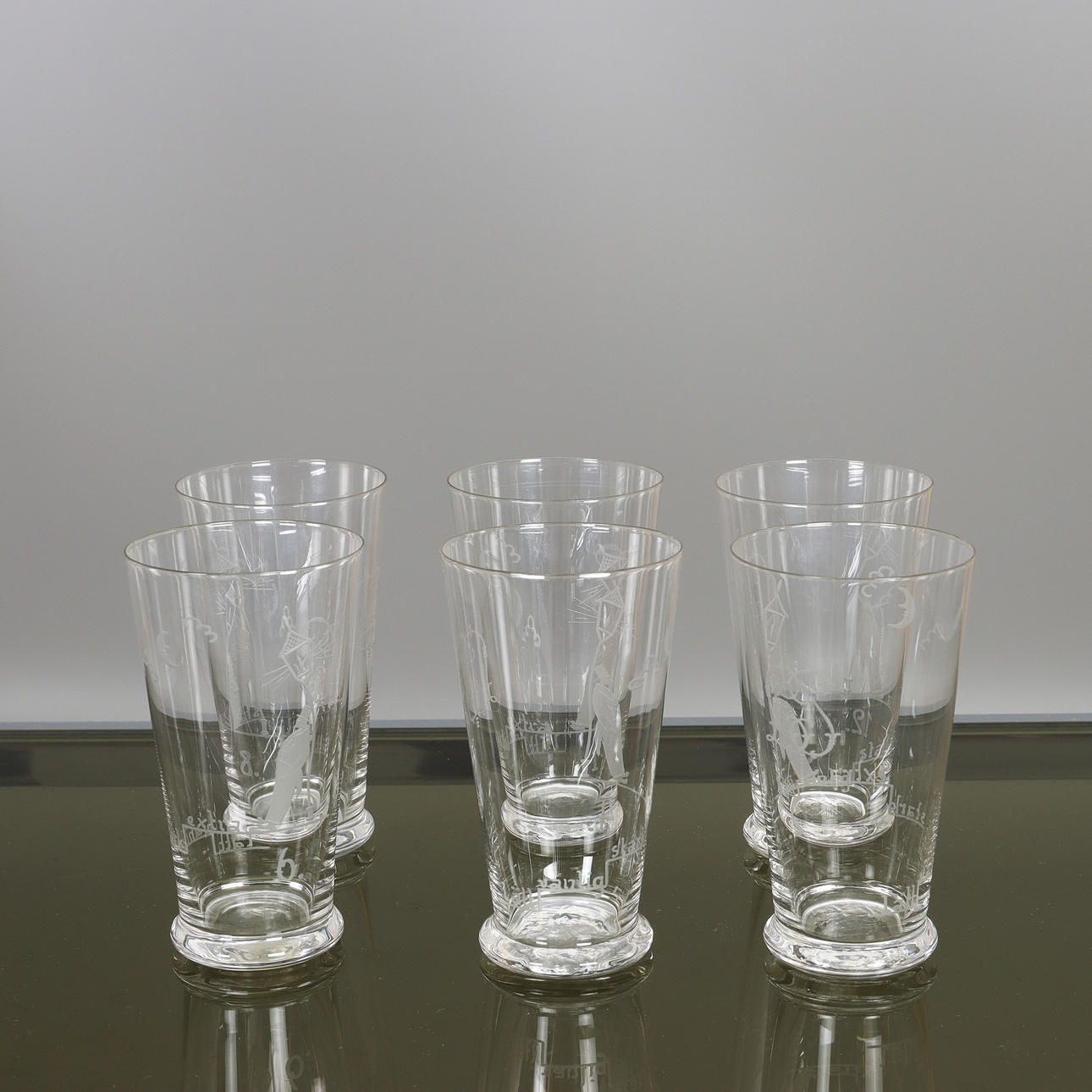 DRINKING GLASS, 6 pcs., 1930s.