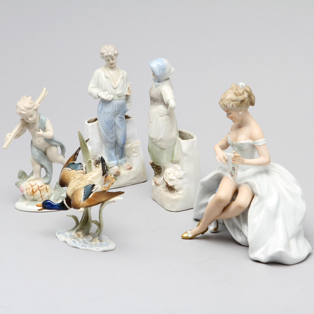 PORSLINSFIGURER, 5 st, Tyskland mm.