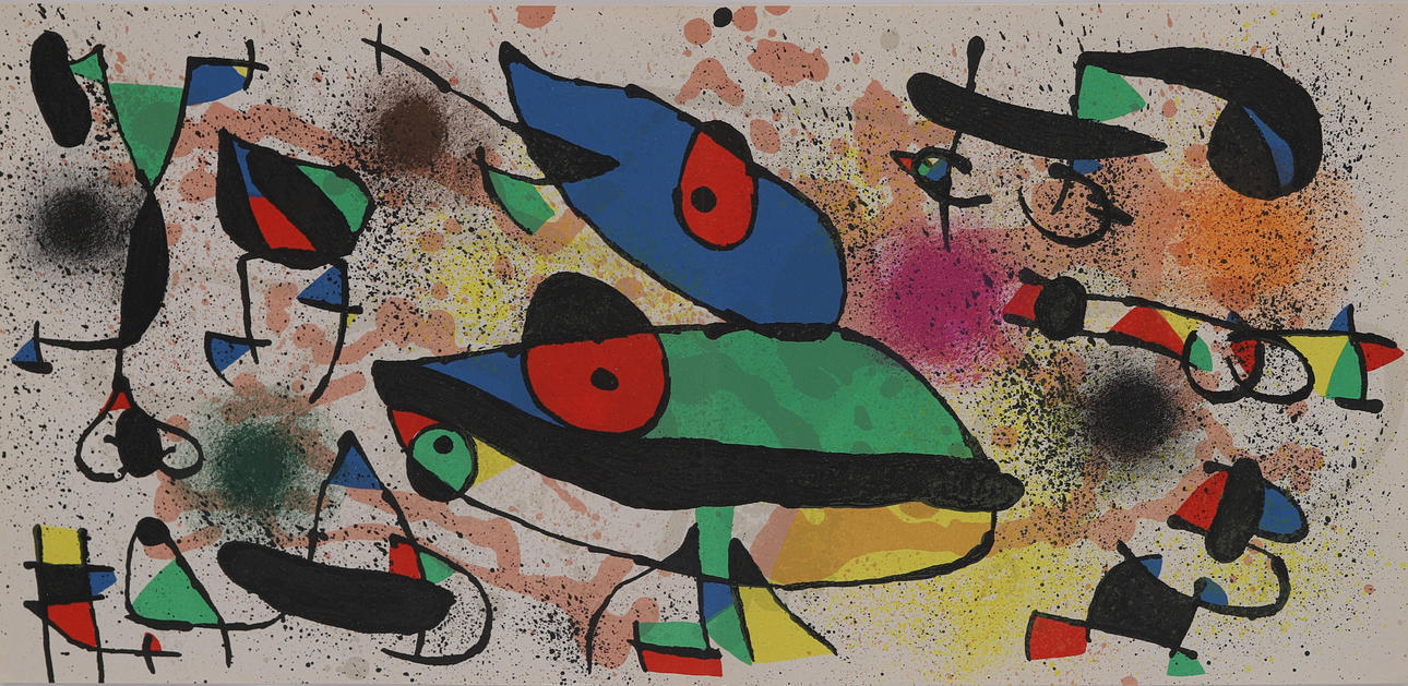 JOAN MIRÓ. Color lithograph, from Miró Sculptures, signed in the print ...