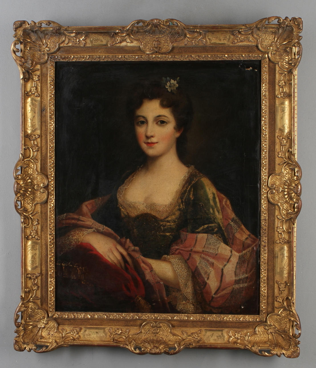 OIDENTIFIERAD KONSTNÄR. porträtt. olja på duk, 1700/1800-tal.