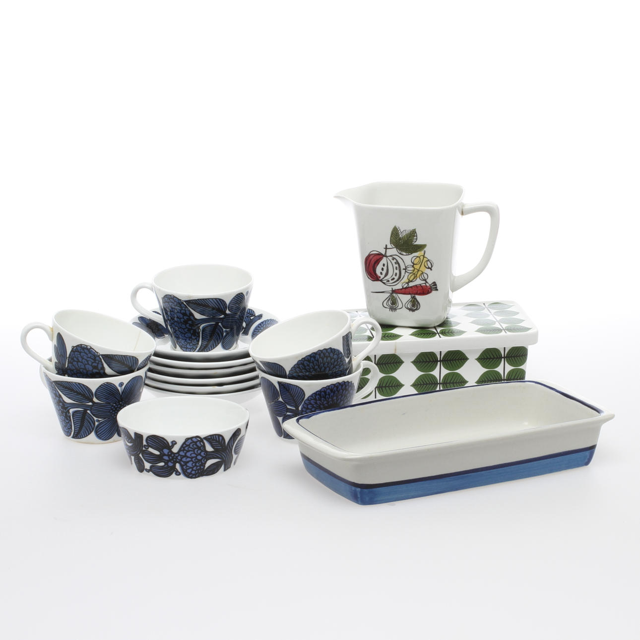 PARTI KERAMIK, 9 delar, bland annat "Blå aster" och "Berså" Gustavsberg.