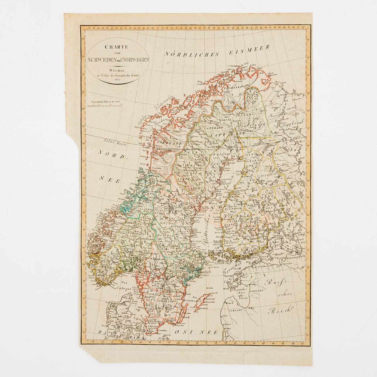 MAP SWEDEN AND NORWAY, Weimar 1807.
