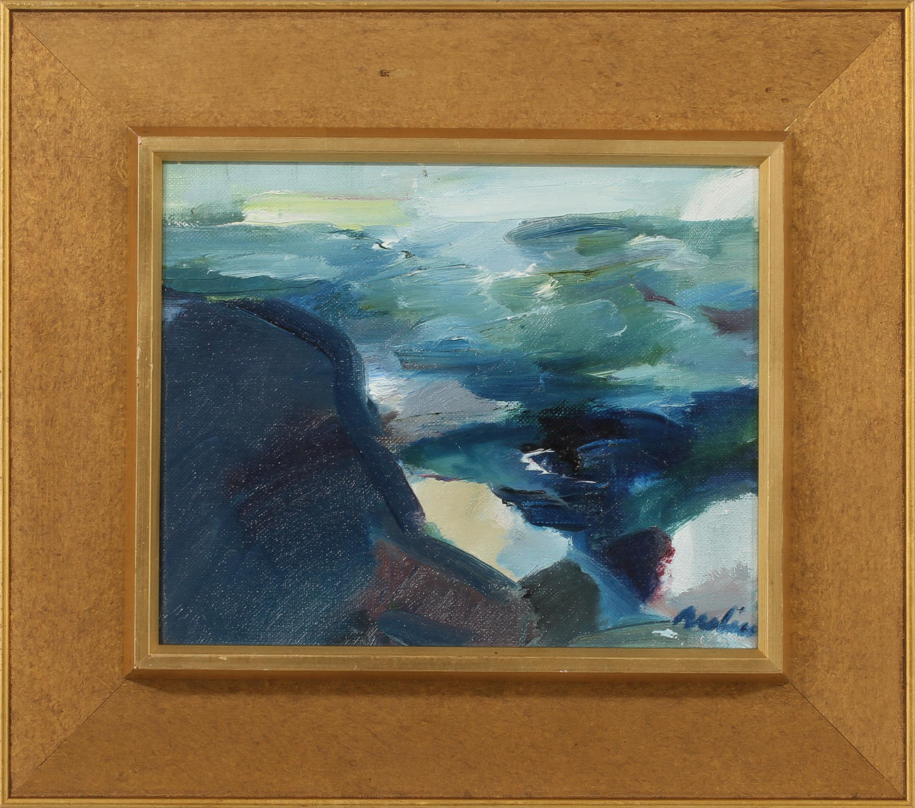 BERTIL BROLIN. "Bild vid havet", olja på duk, signerad.