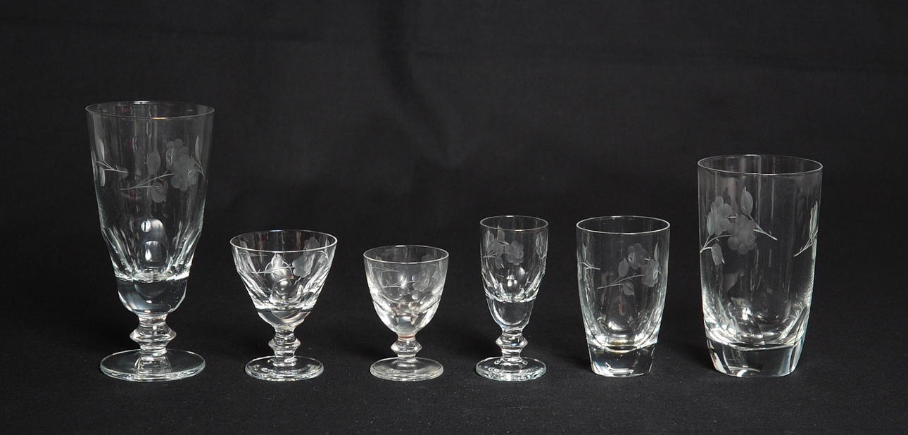 GLASSERVIS, 56 delar, " Rosen " Kosta, 1950-tal.