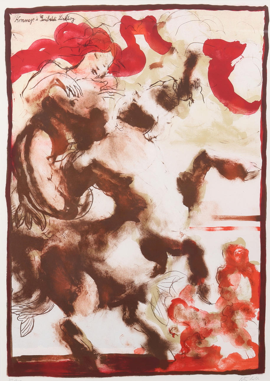 PETER DAHL. "Hommage to Garibaldi Lindberg". Color lithograph, signed and numbered 30/210.