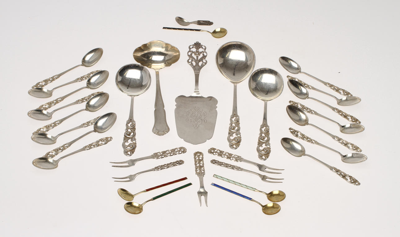 PARTI BESTICK, 31 delar, silver, Norge.