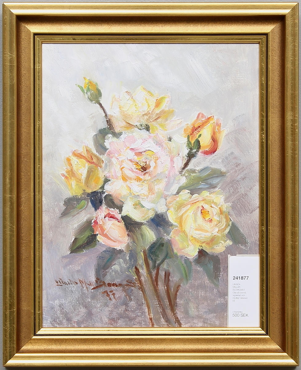 LINNÉA MILLAR-BLOMQVIST. Olja på pannå, signerad och otydligt daterad.