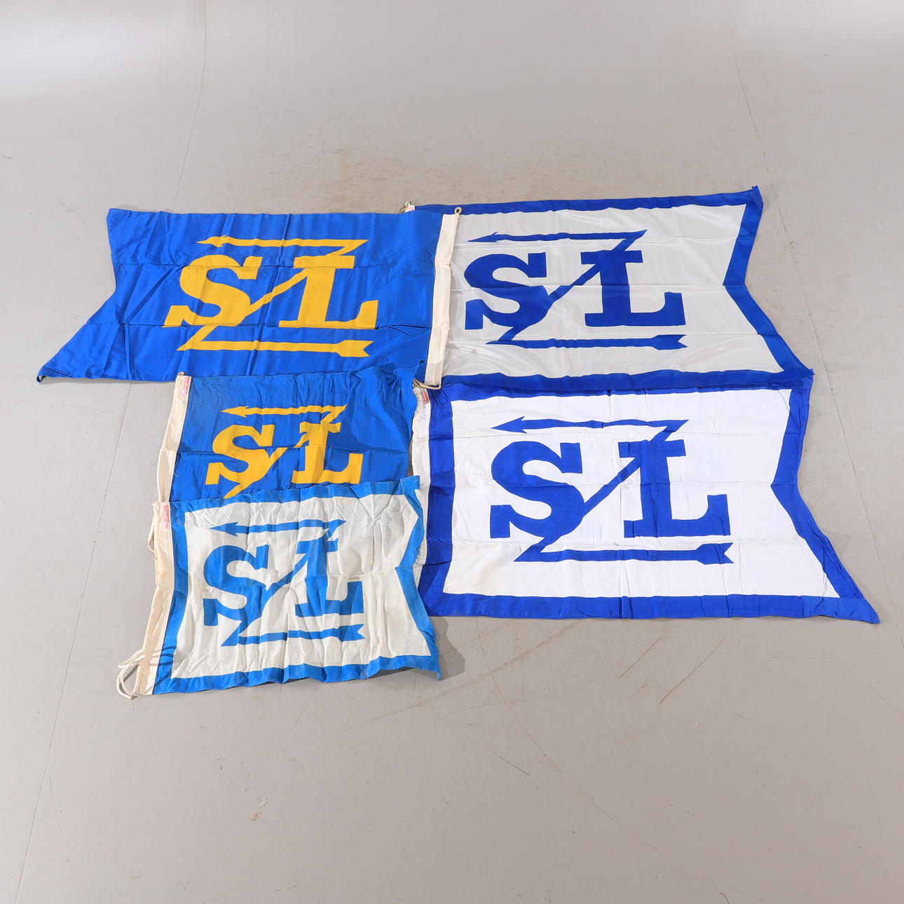 SHIPPING FLAGS, 5 pieces, SL ferries, 1900s.