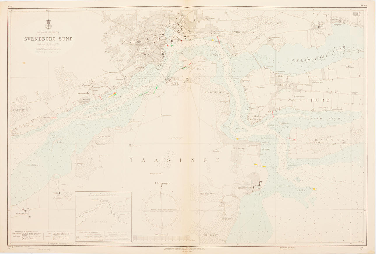 SJÖKORT DANMARK, 4 st, 1950-60-tal.