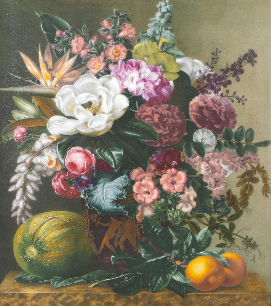 STILLEBEN efter J.L. Jensen, målad porlsin, Royal Copenhagen.