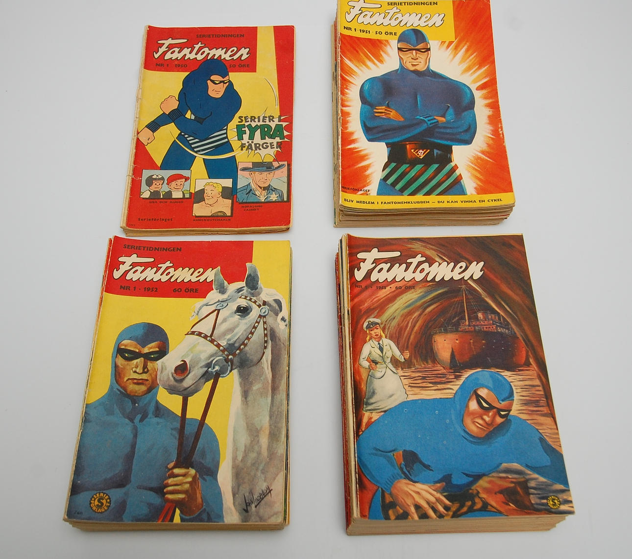 SERIETIDNINGAR, Fantomen, kompletta årgångar från Nr:1, 1950, 1951,1952,1953.