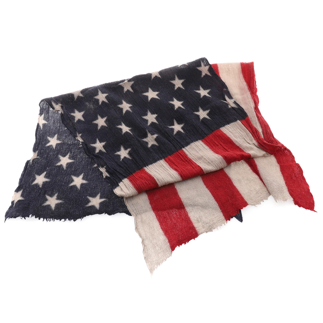 A RALPH LAUREN DISTRESSED USA FLAG SCARF.