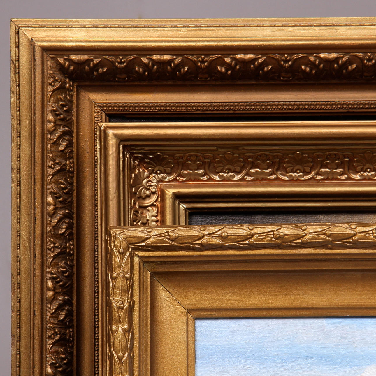 TAVELRAMAR, 3 st. Förgyllda, empirestil, 1900-tal.