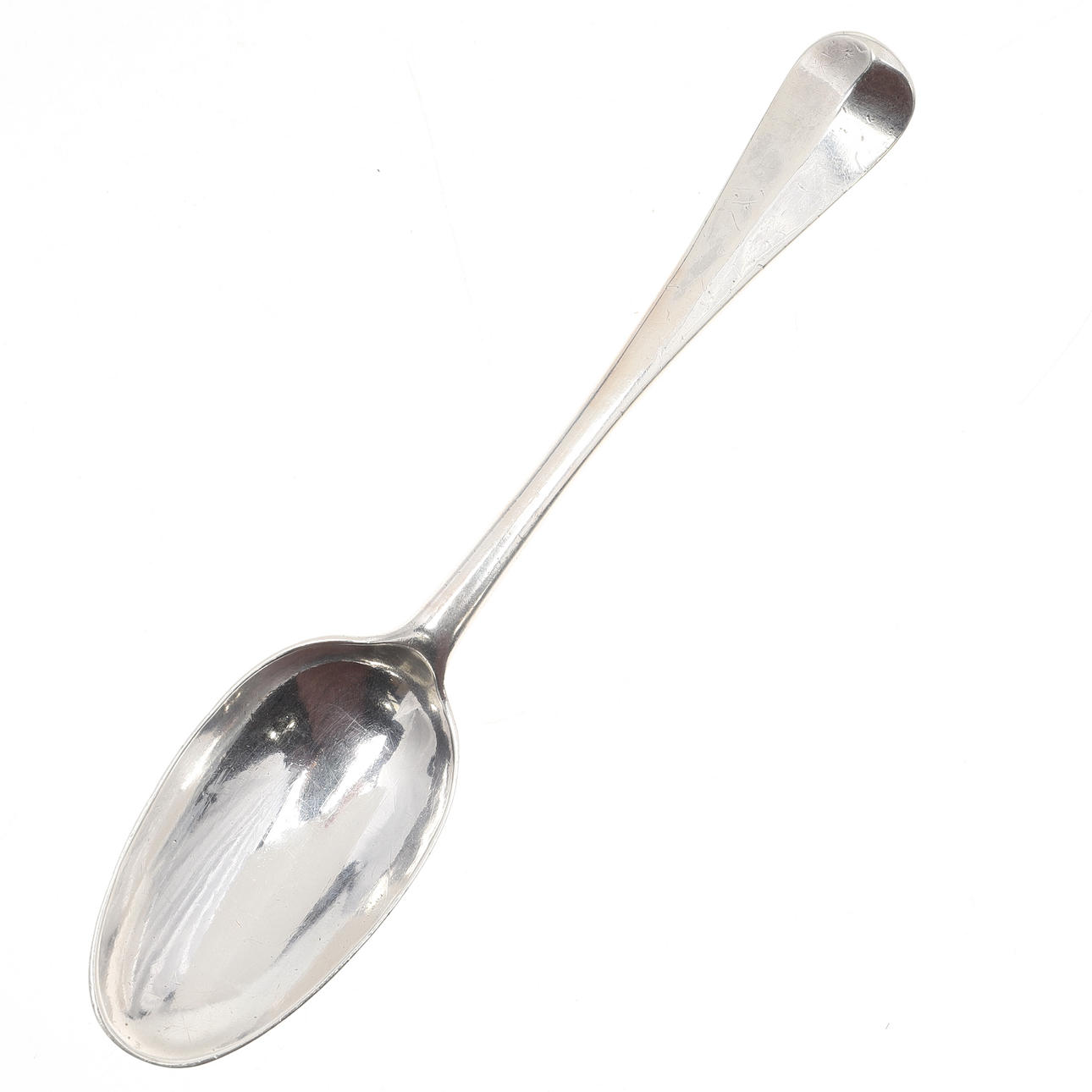 A GEORGE II SILVER RATTAIL SPOON.
