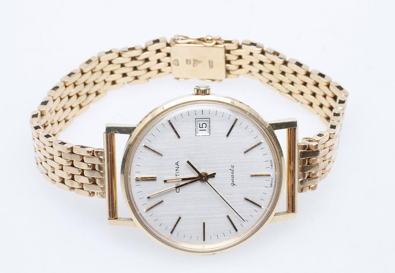 ARMBANDSUR CERTINA, 14k guld samt ARMBAND, 18k guld, total vikt ca 55,4 gr.