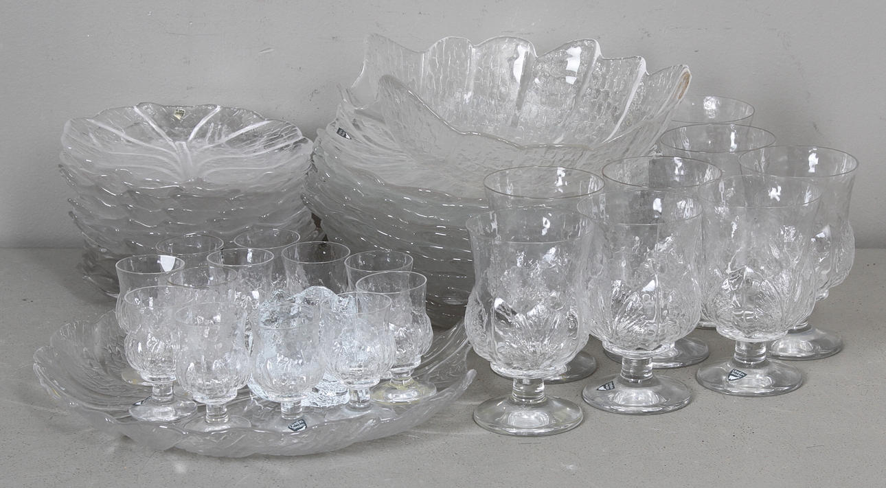 SERVISDELAR, 47 delar, "Eden", Lars Hellsten, Orrefors.