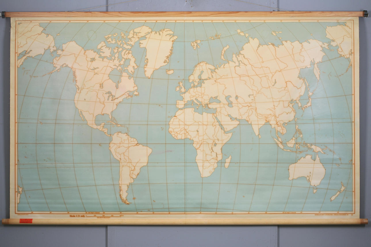 SKOLE PLANSCH, verdenskort, 1961.