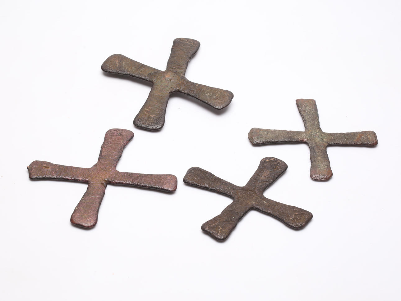 MÜNZE, 4 Stück, Eisen, Katanga-Kreuz.